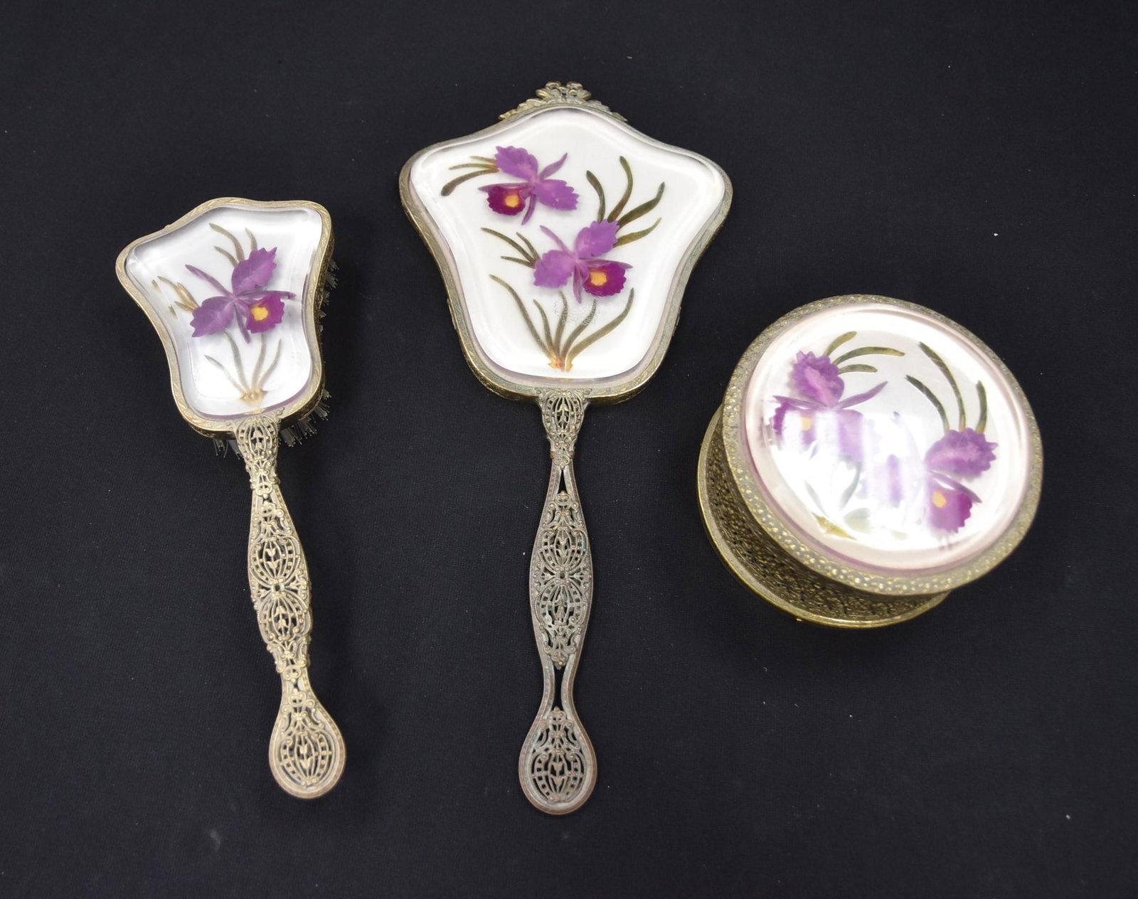 (3)pc VANITY DRESSER SET WITH ORCHIDS (1 of 12)