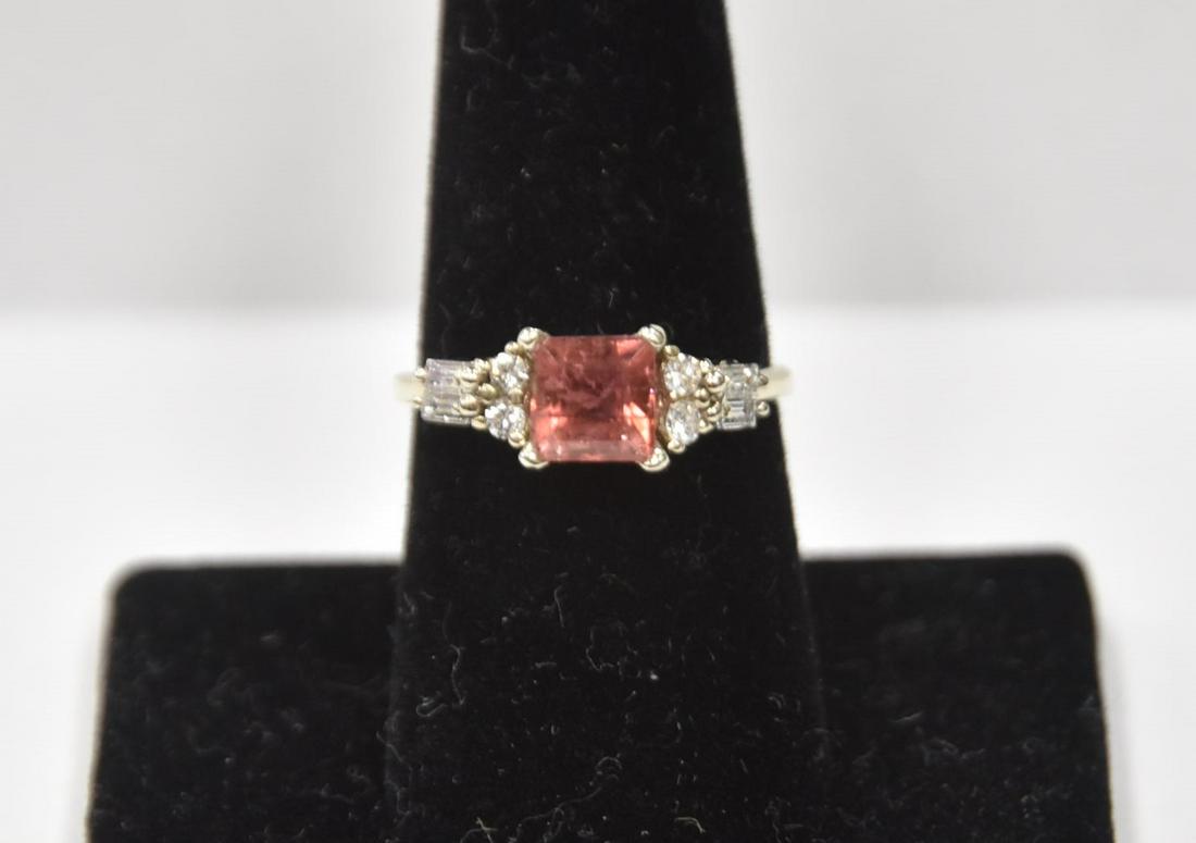 14kt WHITE GOLD PINK TOURMALINE & DIAMOND RING (1 of 13)