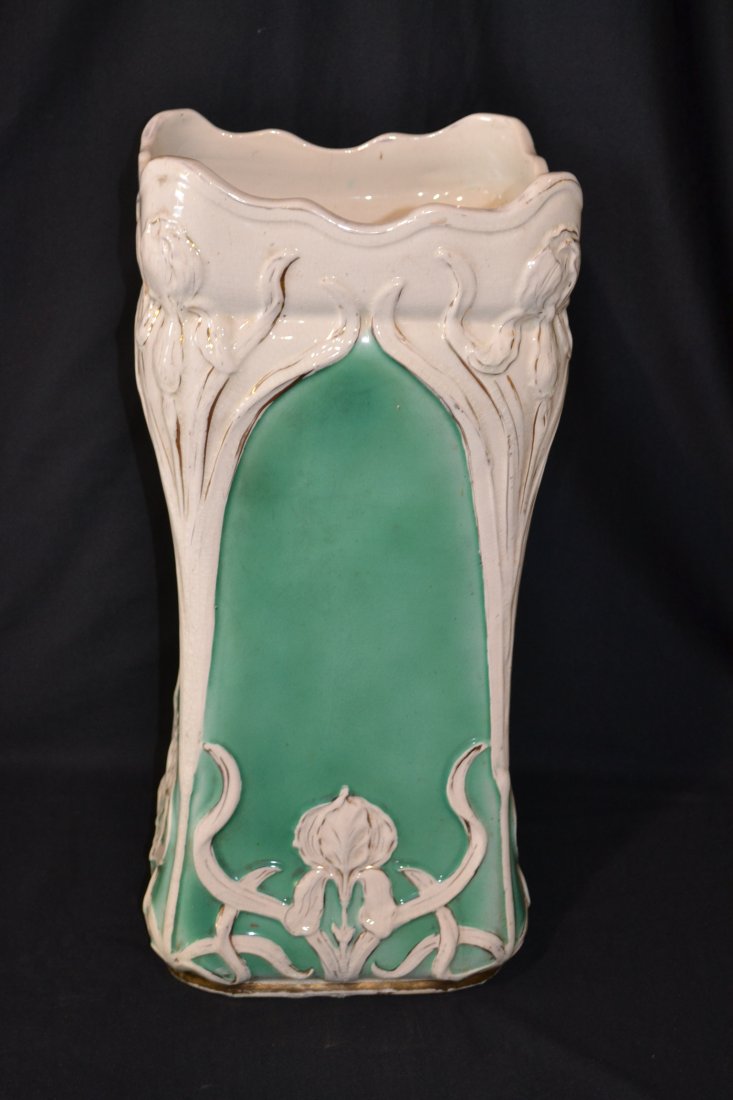 ART NOUVEAU UMBRELLA STAND - 11 1/2" x 24": (HAIRLINE ON BASE)