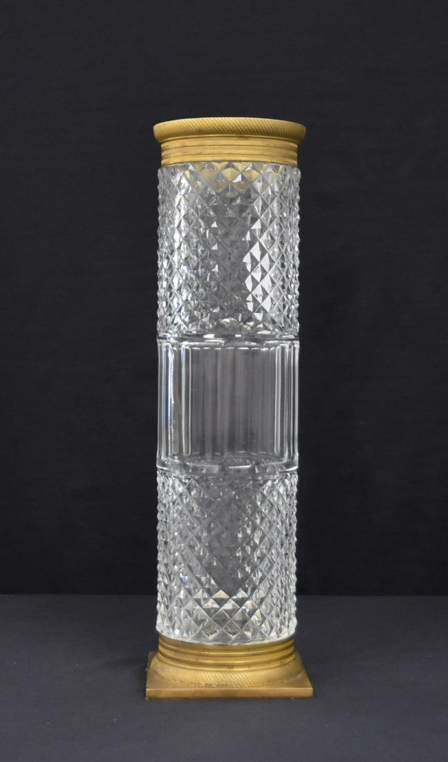 Large Antique Bronze & Cut Glass Cylinder Vase Auction