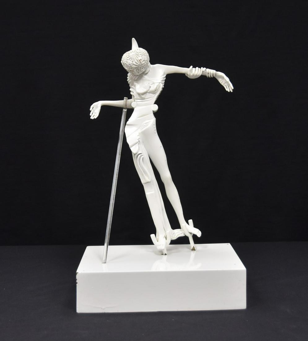 SALVADOR DALI, "WOMAN WITH A HEAD OF ROSES" BRONZE: Salvador DalÃ­ (1904-1989)"Woman with a Head of Roses" White-painted bronze Figure of Venus with a Head of Roses ; with plastic illuminated crutch (Descharnes 684), 1981, Numbered 180/350 ; with Dal