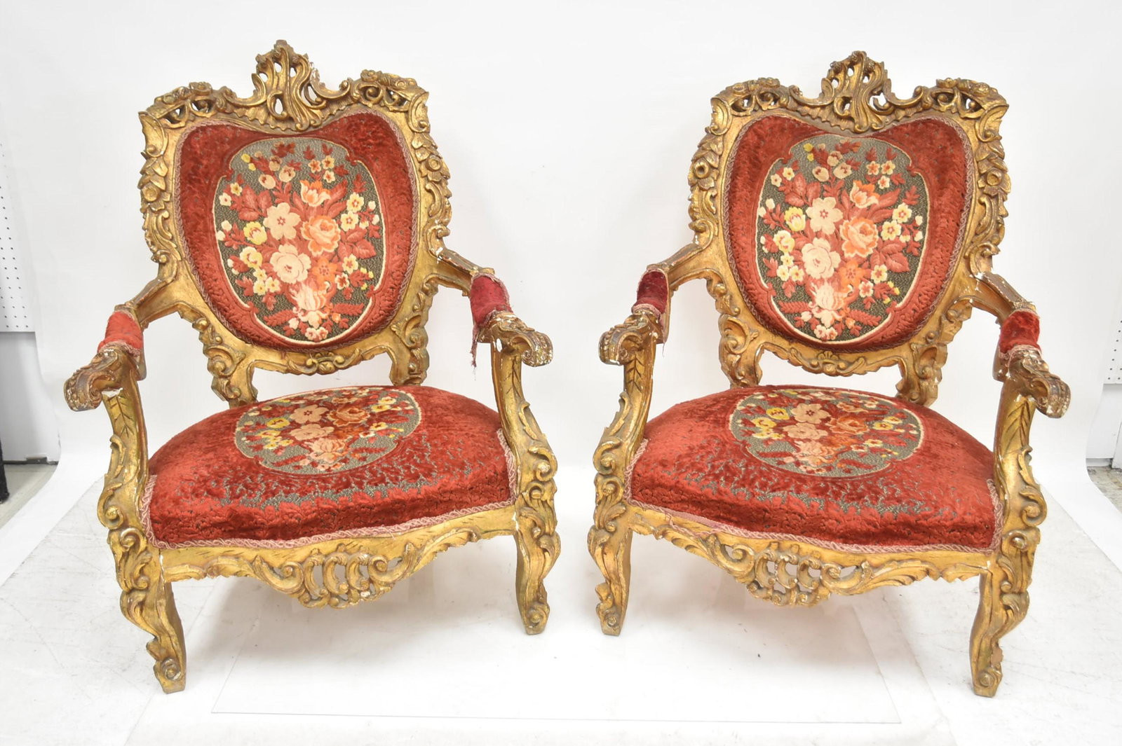 (Pr) 19thC NAPOLEON III STYLE ARM CHAIRS (1 of 14)
