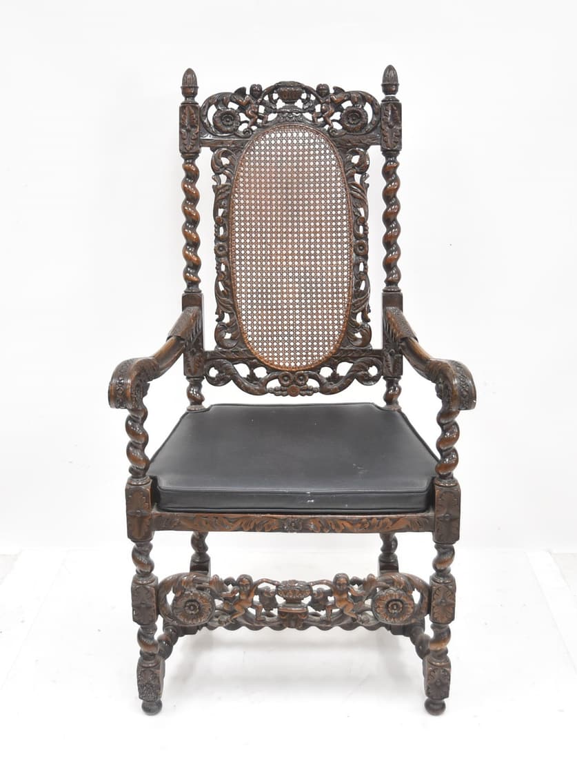HEAVILY CARVED MAHOGANY ARM CHAIR (1 of 20)