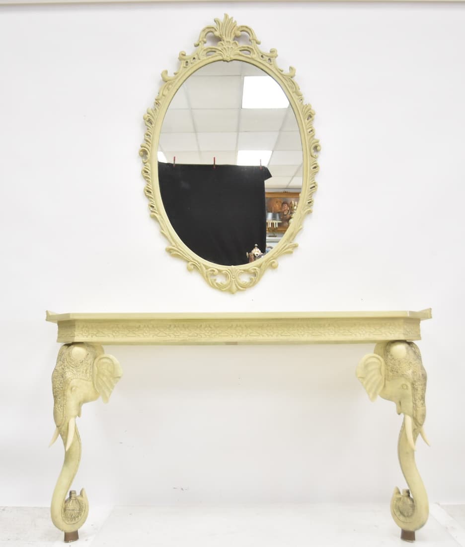CARVED ELEPHANT WALL MOUNTED CONSOLE & MIRROR (1 of 17)