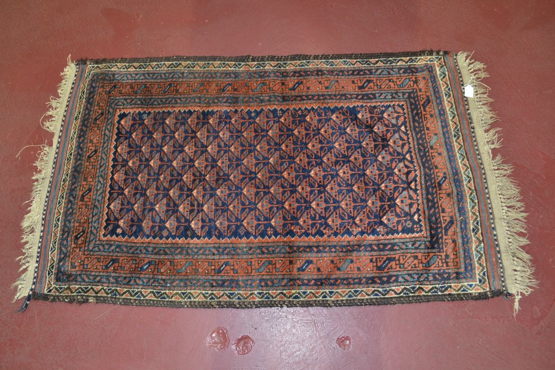 ANTIQUE BALUCH RUG - 54" x 32": ANTIQUE BALUCH RUG - 54" x 32"