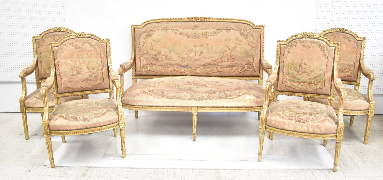 (5)pc FRENCH LXVI AUBOSSON PARLOR SET (1 of 20)