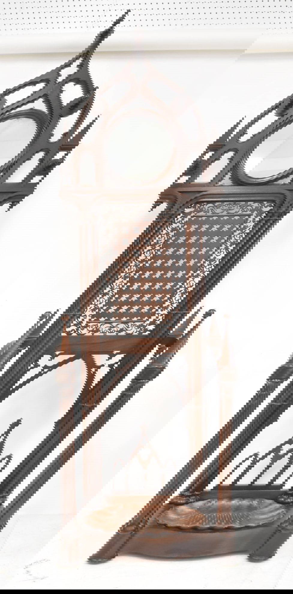 Antique Gothic Mahogany Hall Tree Stand Auction