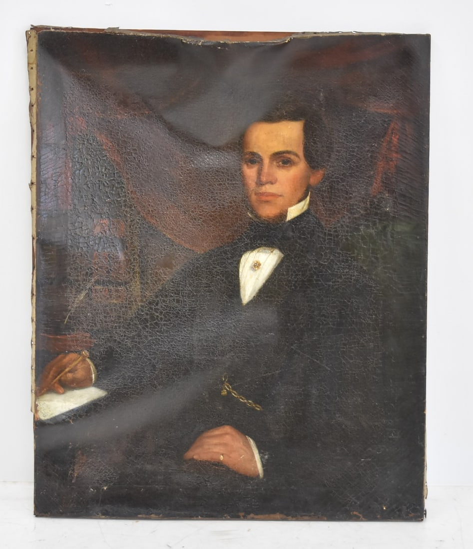 AMERICAN OIL ON CANVAS PORTRAIT OF GENTLEMAN (1 of 15)