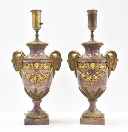 (Pr) FRENCH BRONZE MOUNTED MARBLE CASSOLETTES