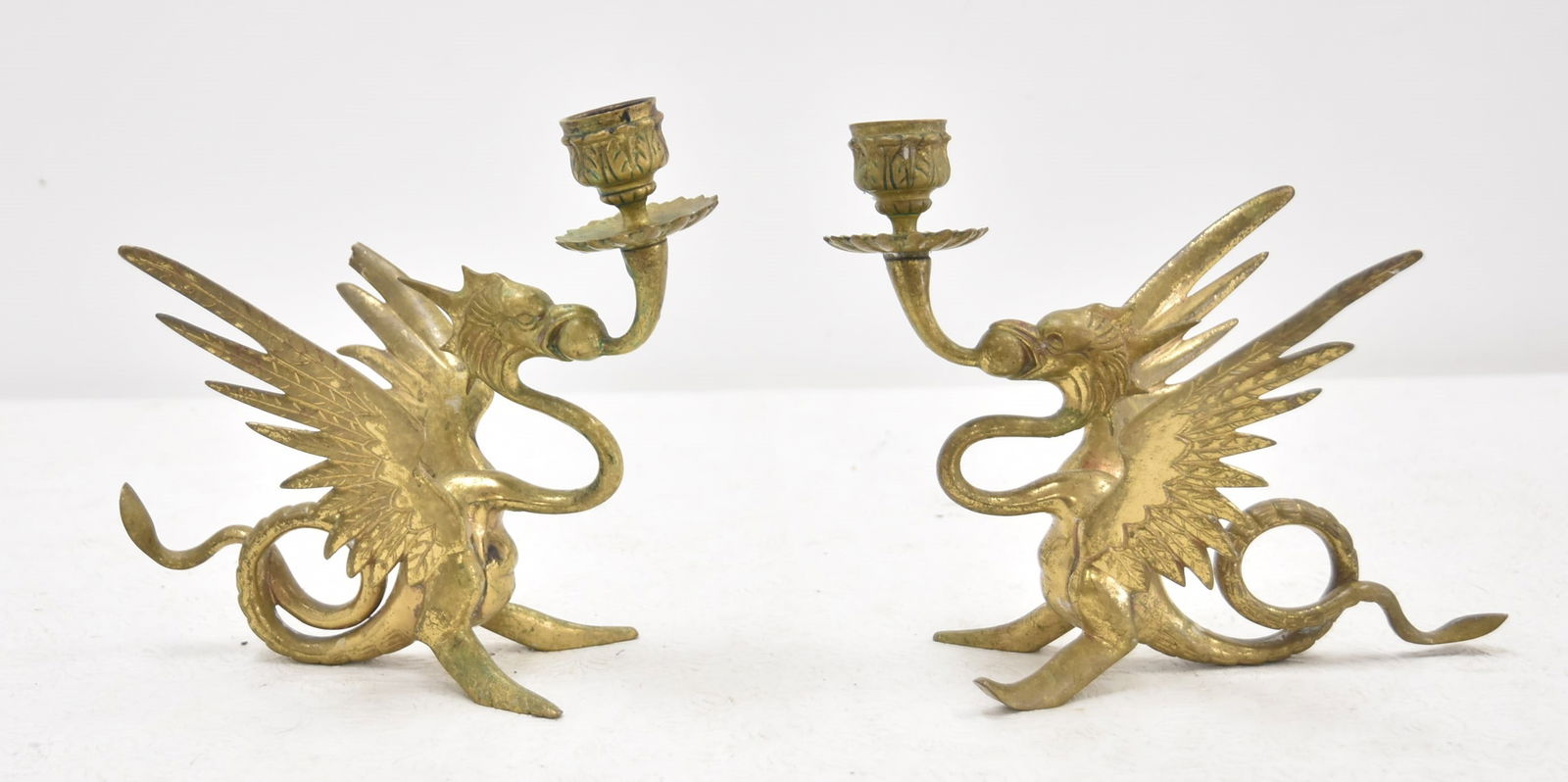 (Pr) BRONZE DRAGON FORM CANDLESTICKS (1 of 9)