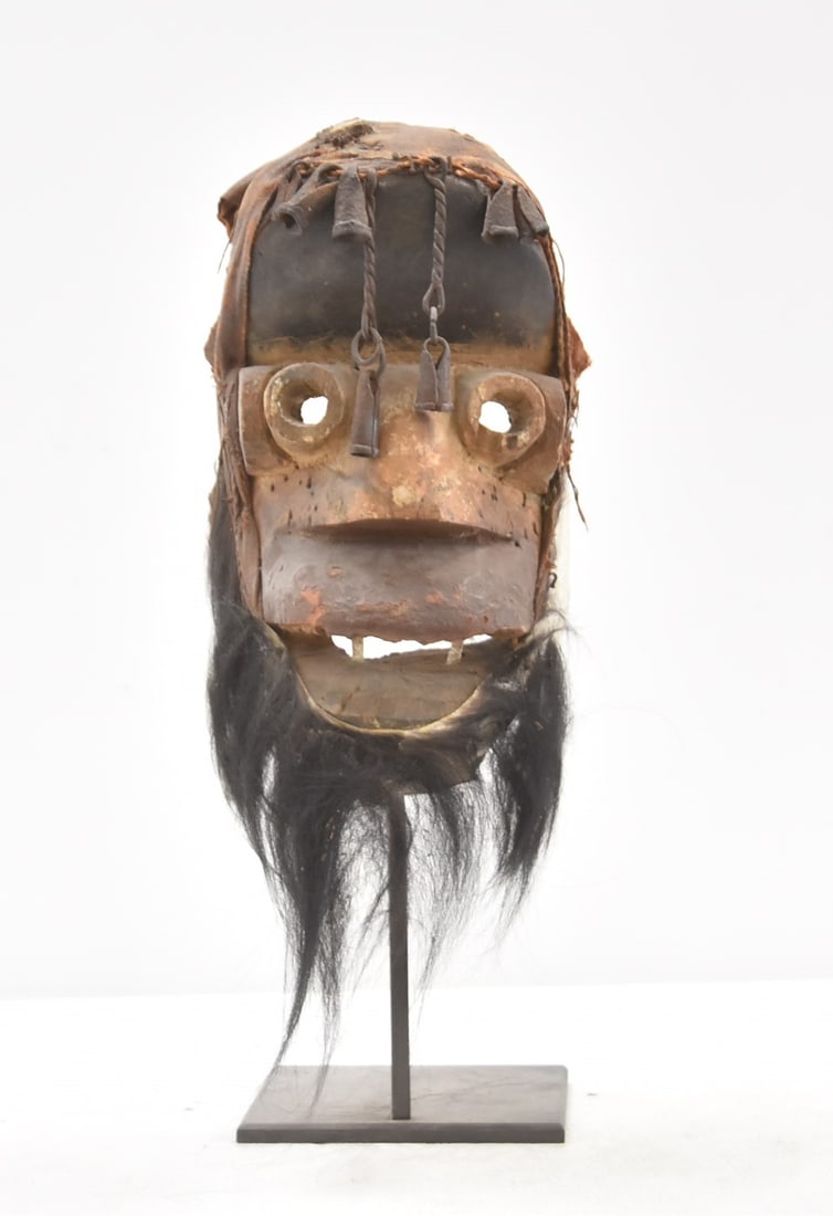 ANTIQUE AFRICAN LEATHER MOUNTED MASK (1 of 8)