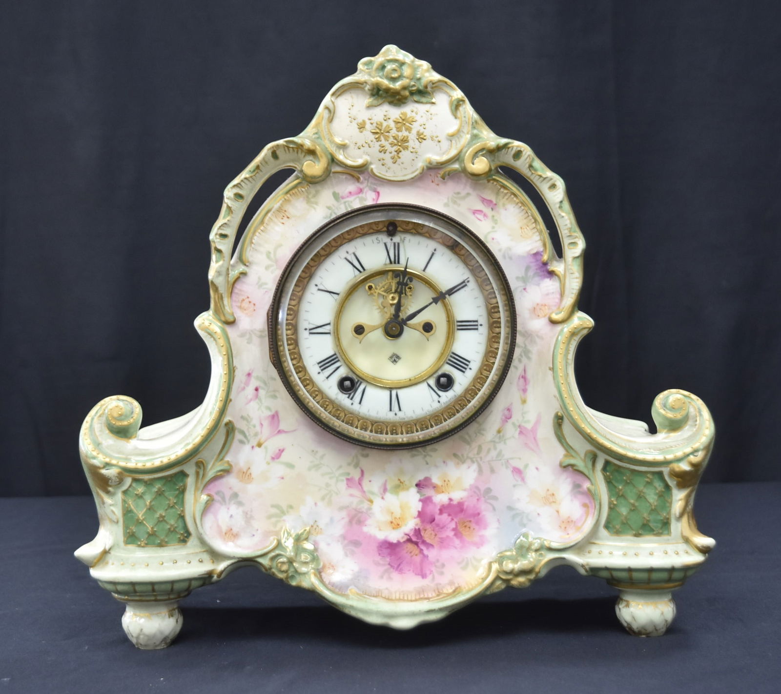 ANSONIA ROYAL BONN PORCELAIN MANTLE CLOCK (1 of 12)