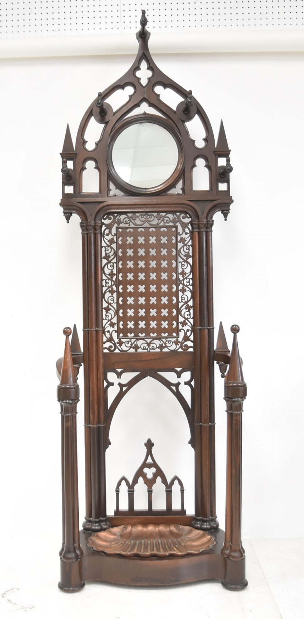 ANTIQUE GOTHIC MAHOGANY HALL TREE STAND (1 of 17)