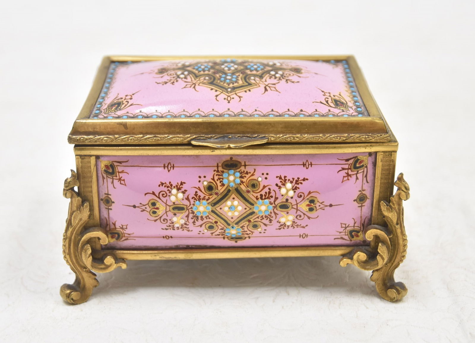 ANTIQUE FRENCH BRONZE & ENAMEL BOX (1 of 11)