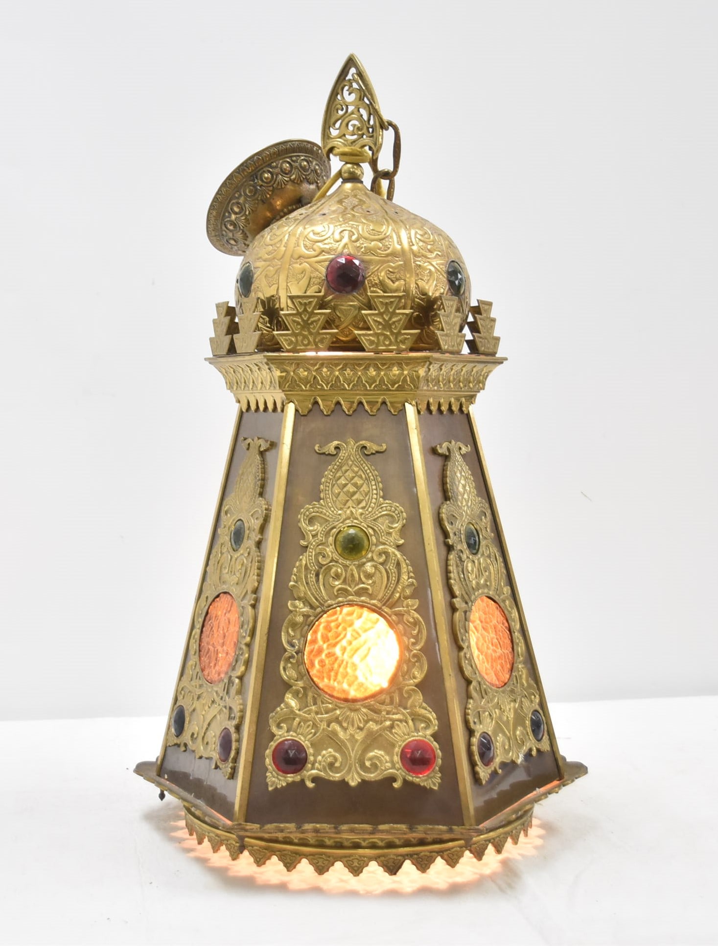JEWELED BRONZE ISLAMIC LANTERN FIXTURE (1 of 15)