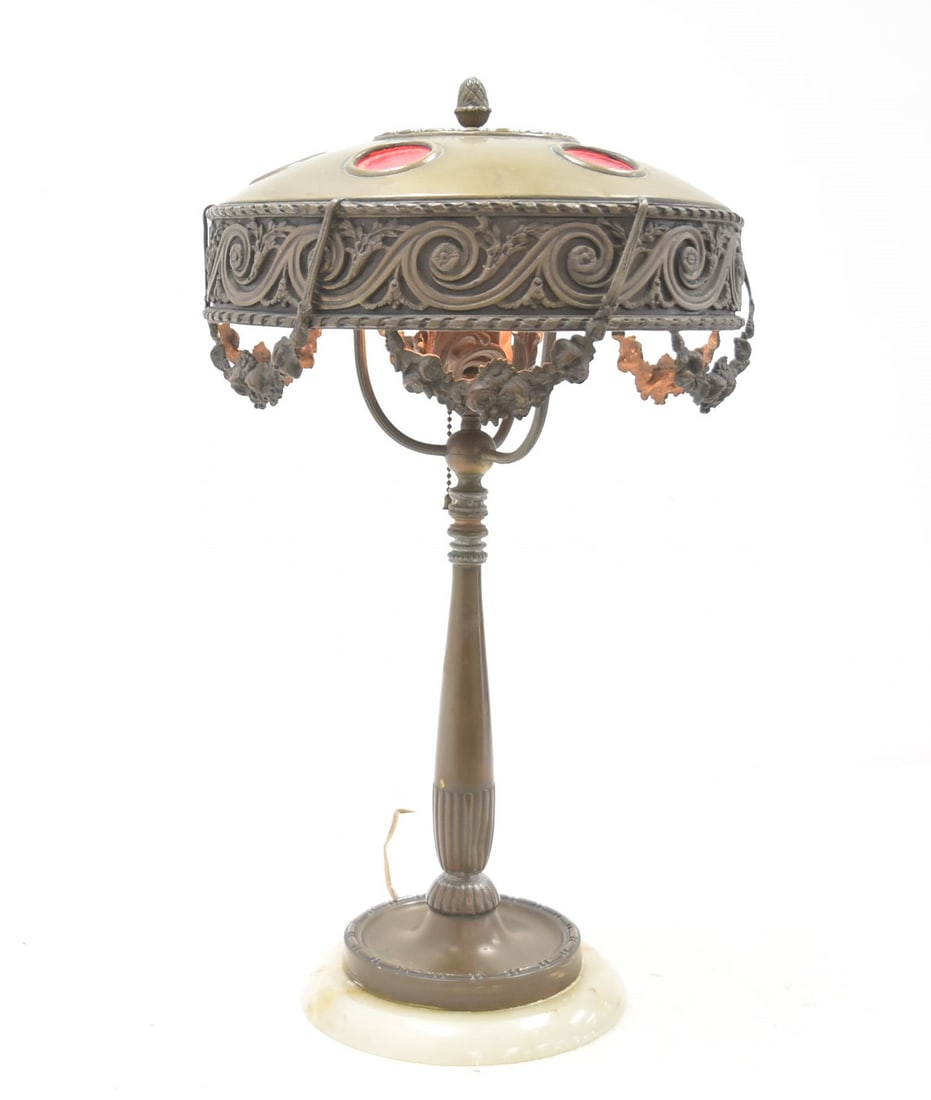 ANTIQUE ARTS & CRAFTS PATINATED TABLE LAMP (1 of 13)