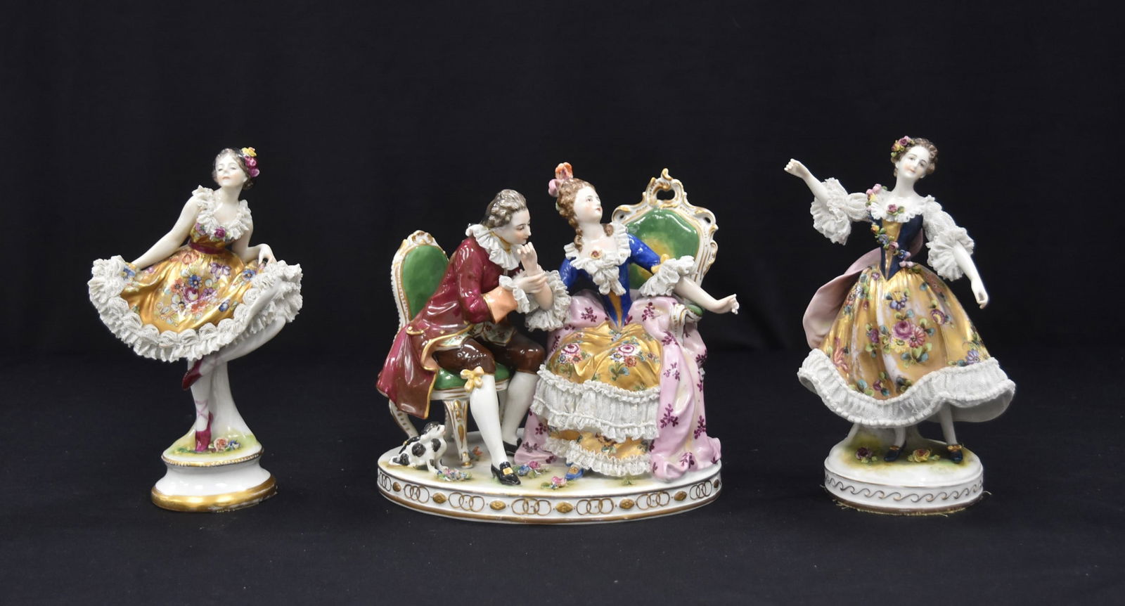 (3) GERMAN  PORCELAIN PARLOR GROUPING FIGURINES (1 of 12)