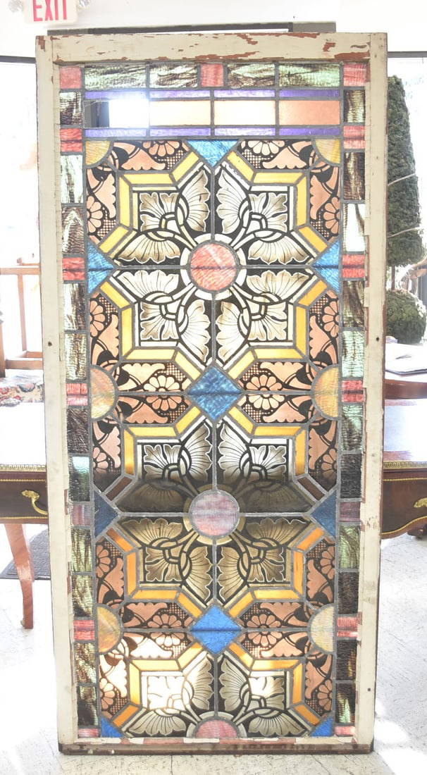 Large Antique Stained Glass Window Auction