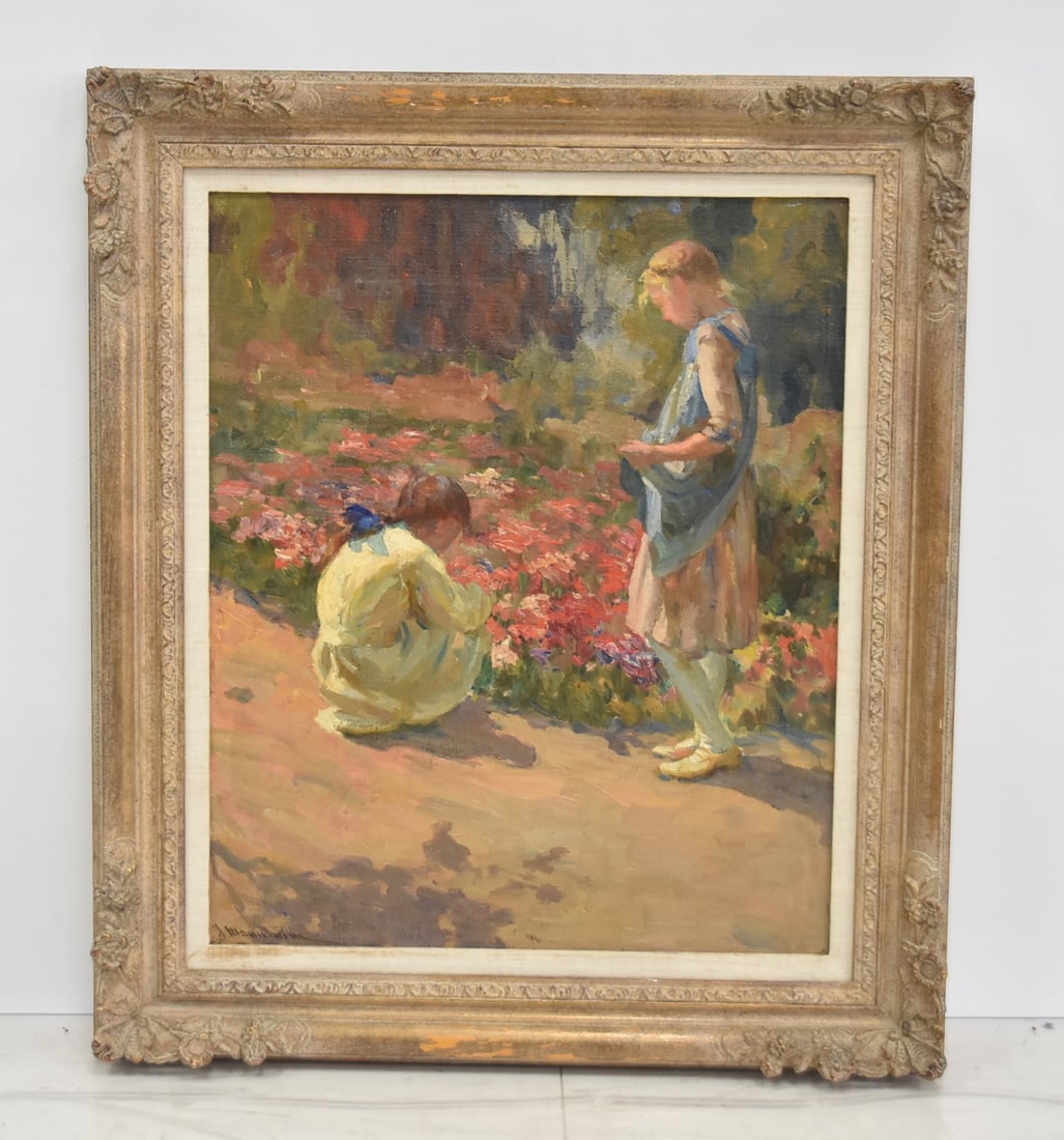 JEAN MANNHEIM , OIL ON CANVAS OF (2) YOUNG WOMEN (1 of 16)