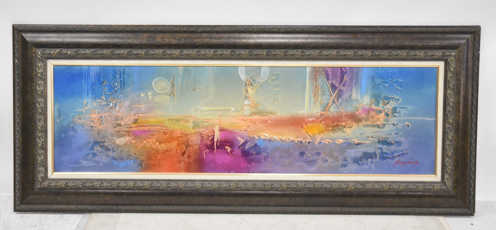 JANOS KARDOS , OIL ON CANVAS "SERENITY III": JANOS KARDOS (HUNGARIAN / NY , 1946-2018) ACRYLIC OIL ON CANVAS ABSTRACT , TITLED "SERENITY III" , WITH CERTIFICATE INFO INVERSO, SIGNED - 52" x 15" ; 63" x 26" FRAMED