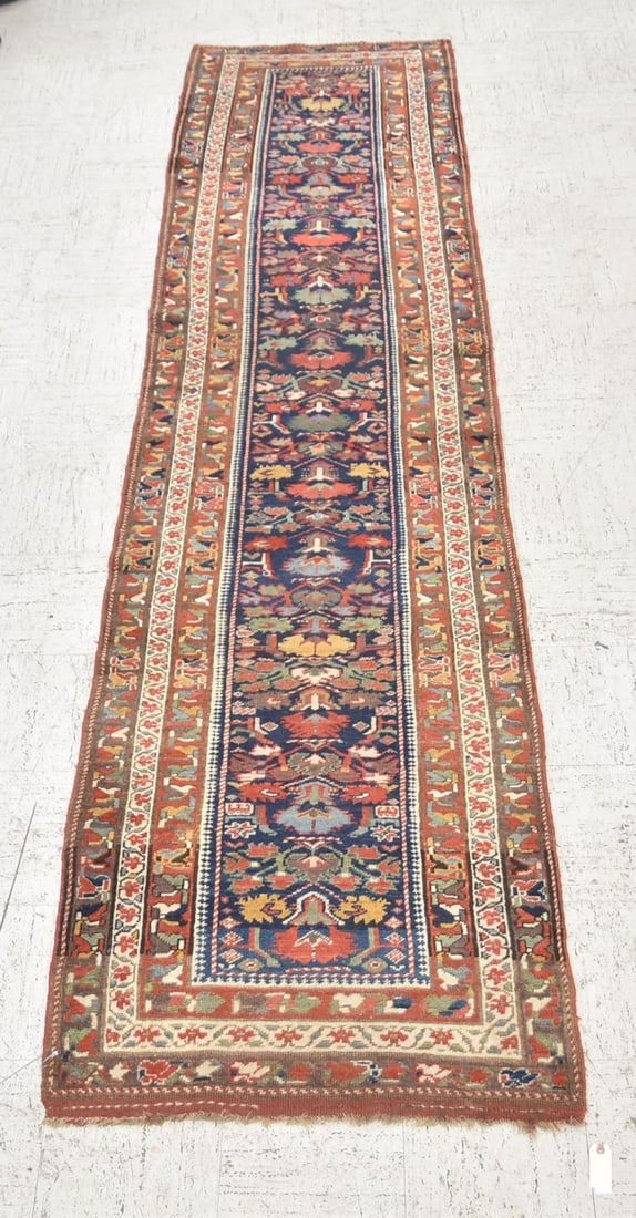 ANTIQUE 3' x 12' BIJAR CARPET: ANTIQUE BIJAR / BIDJAR RUG - ACTUAL SIZE 3' x 12' 4"