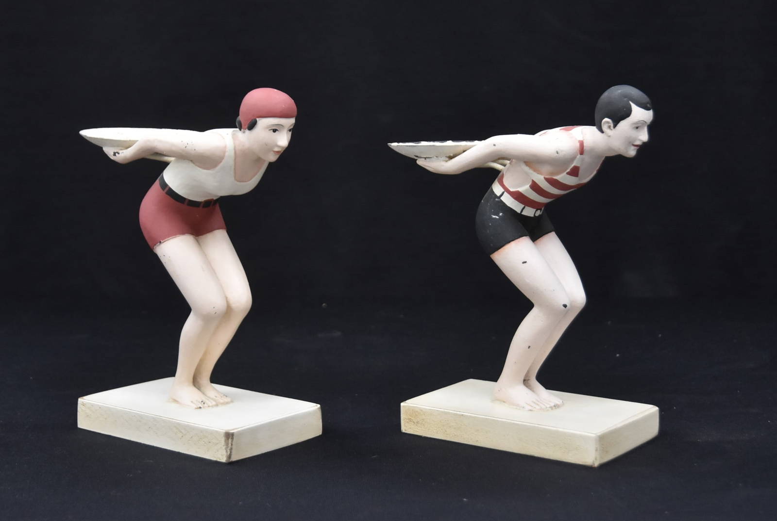 (pr) Art Deco Painted Swimmers Figurines Auction