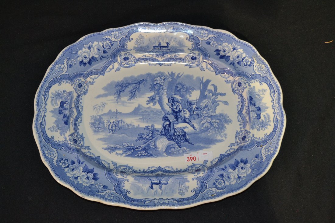 WILLIAM ADAMS & SON HISTORIC CHINA PLATTER OF: COLUMBUS VIEWS SERIES ca 1830-1845 -15" x 12"