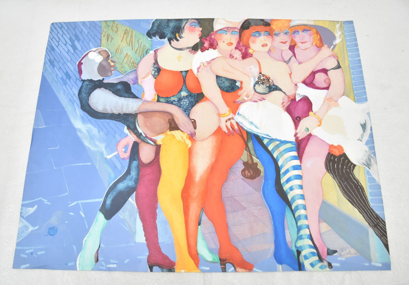 GIOVANNI ANSELMO , GOUACHE ON PAPER PAINTING: attributed to GIOVANNI ANSELMO (ITALY, 1934 - 2023) GOUACHE ON PAPER PAINTING , "LES PLAISIRS SONT AU PREMIER" ; TRANSLATED TO "THE PLEASURES ARE AT THE FIRST" WATERCOLOR GOUACHE PAINTING , , SIGNED G