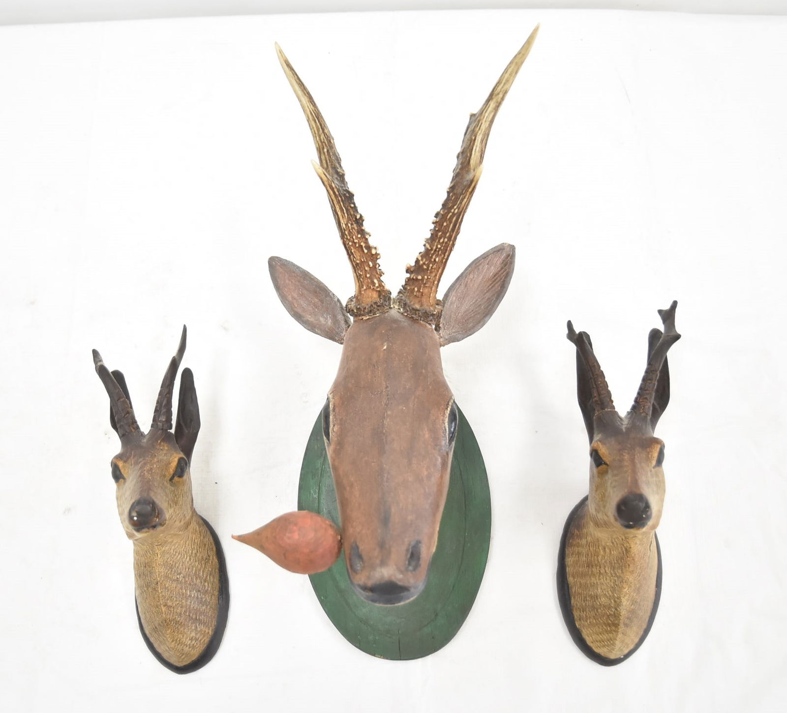 (3) ANTIQUE CARVED BLACK FOREST DEER MOUNTS (1 of 14)