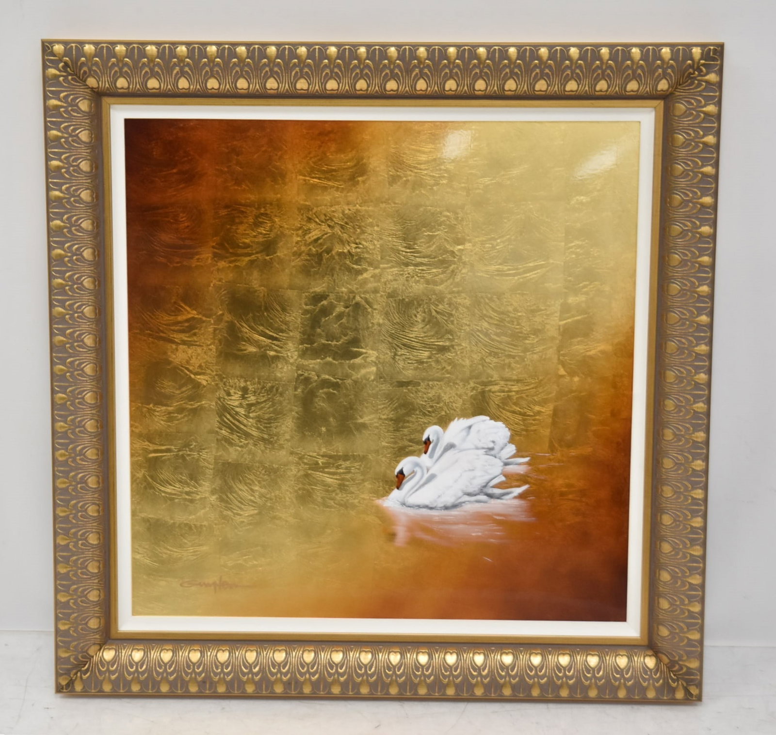 PATRICK GUYTON , ORIGINAL MIXED MEDIA DOUBLE SWANS (1 of 11)