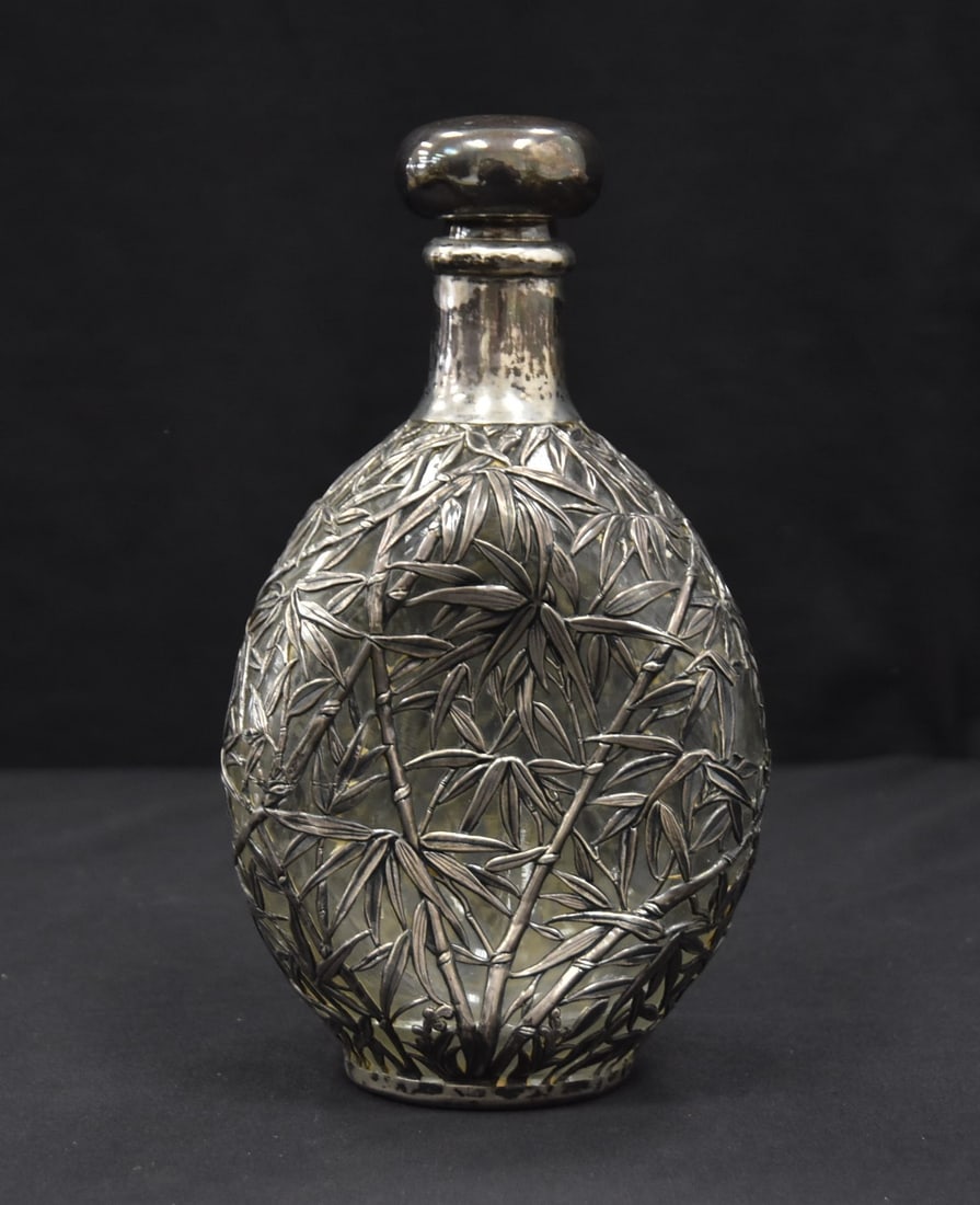 CHINESE EXPORT STERLING SILVER OVERLAY DECANTER (1 of 12)