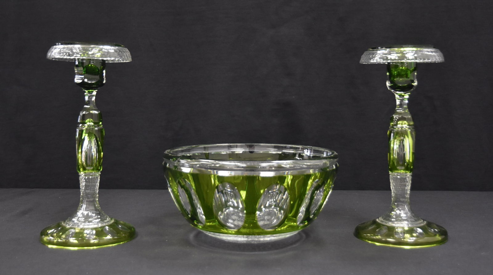 (3)pc BOHEMIAN CUT GLASS CONSOLE SET (1 of 11)
