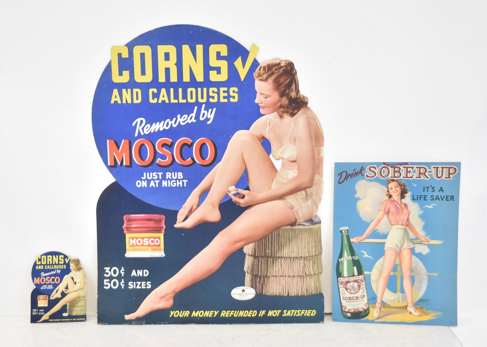 (3) ANTIQUE CARD STOCK ADVERTISING SIGNS (1 of 11)