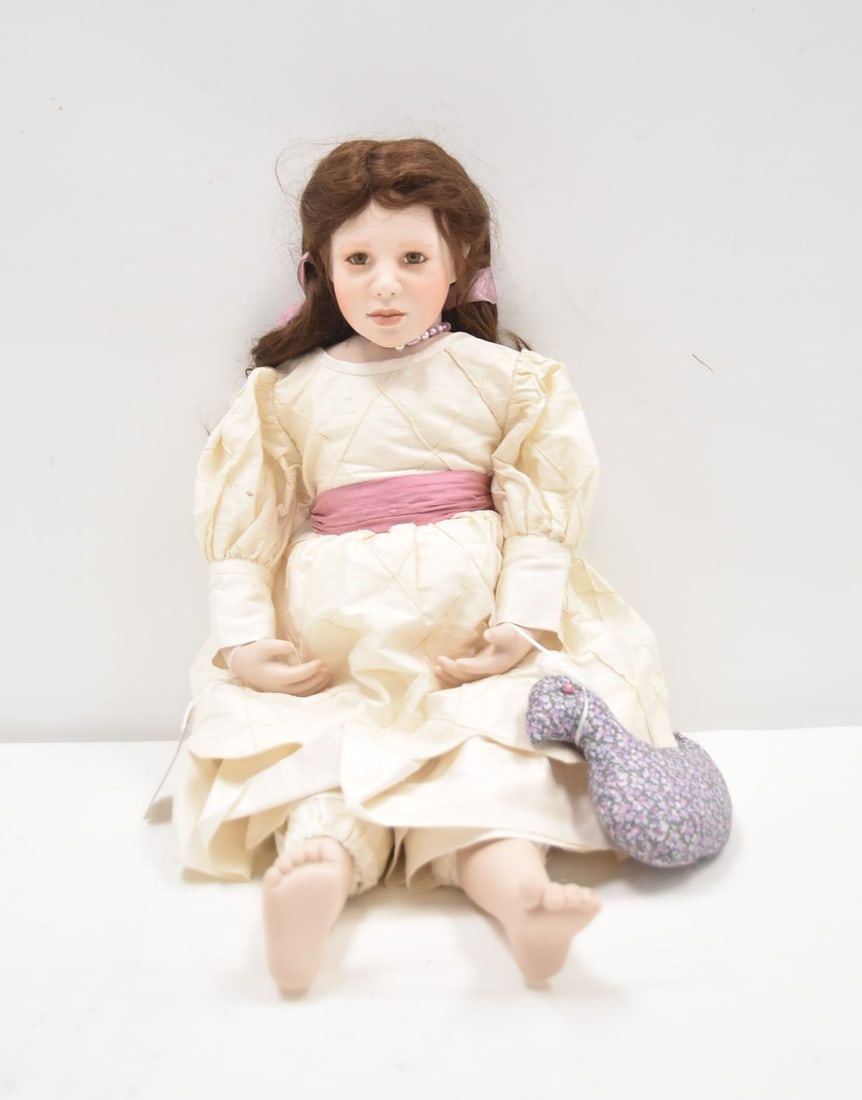 CHRISTINE HEATH "ANNA" PORCELAIN DOLL - 24" TALL: 24" TALL CHRISTINE HEATH - ORANGE "ANNA" PORCELAIN DOLL ; LIKE NEW WITH BOX ; NUMBERED 5/20