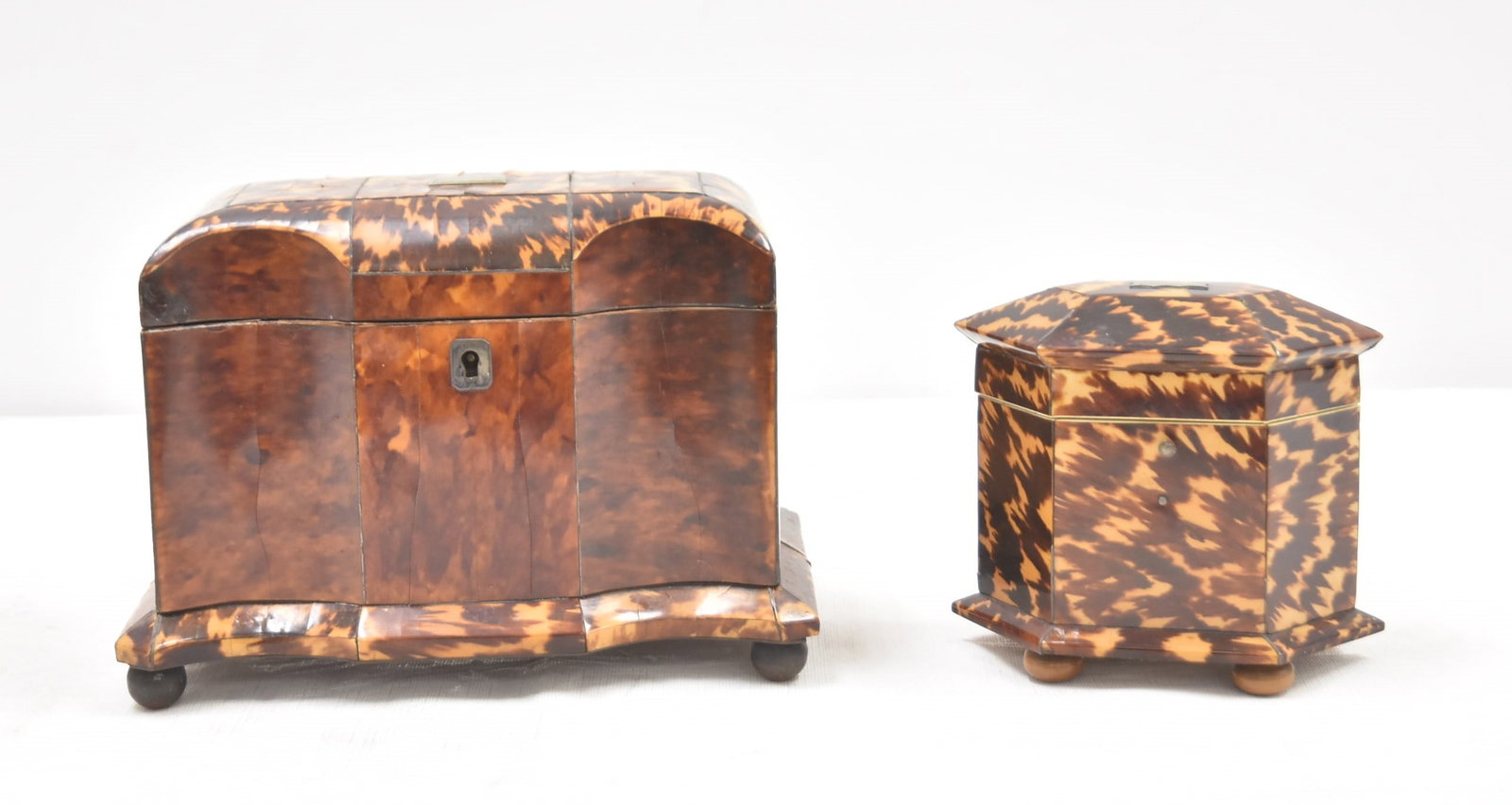 (2) 19thC TORTOISESHELL TEA CADDY BOXES (1 of 19)