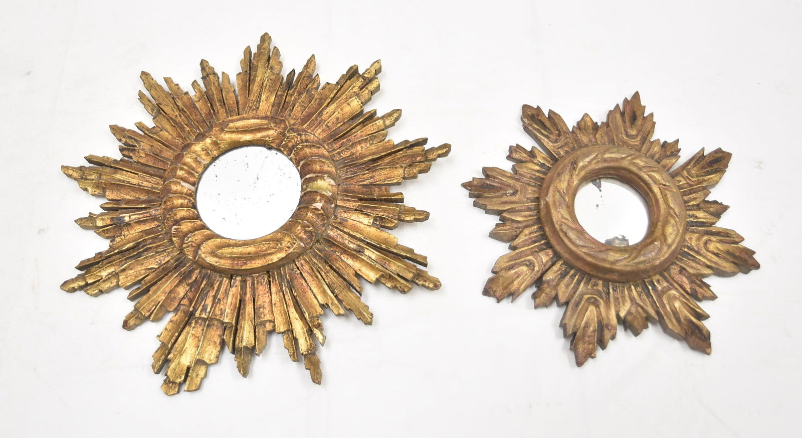 (2) GILTWOOD SUNBURST MIRRORS: LARGEST IS 12"