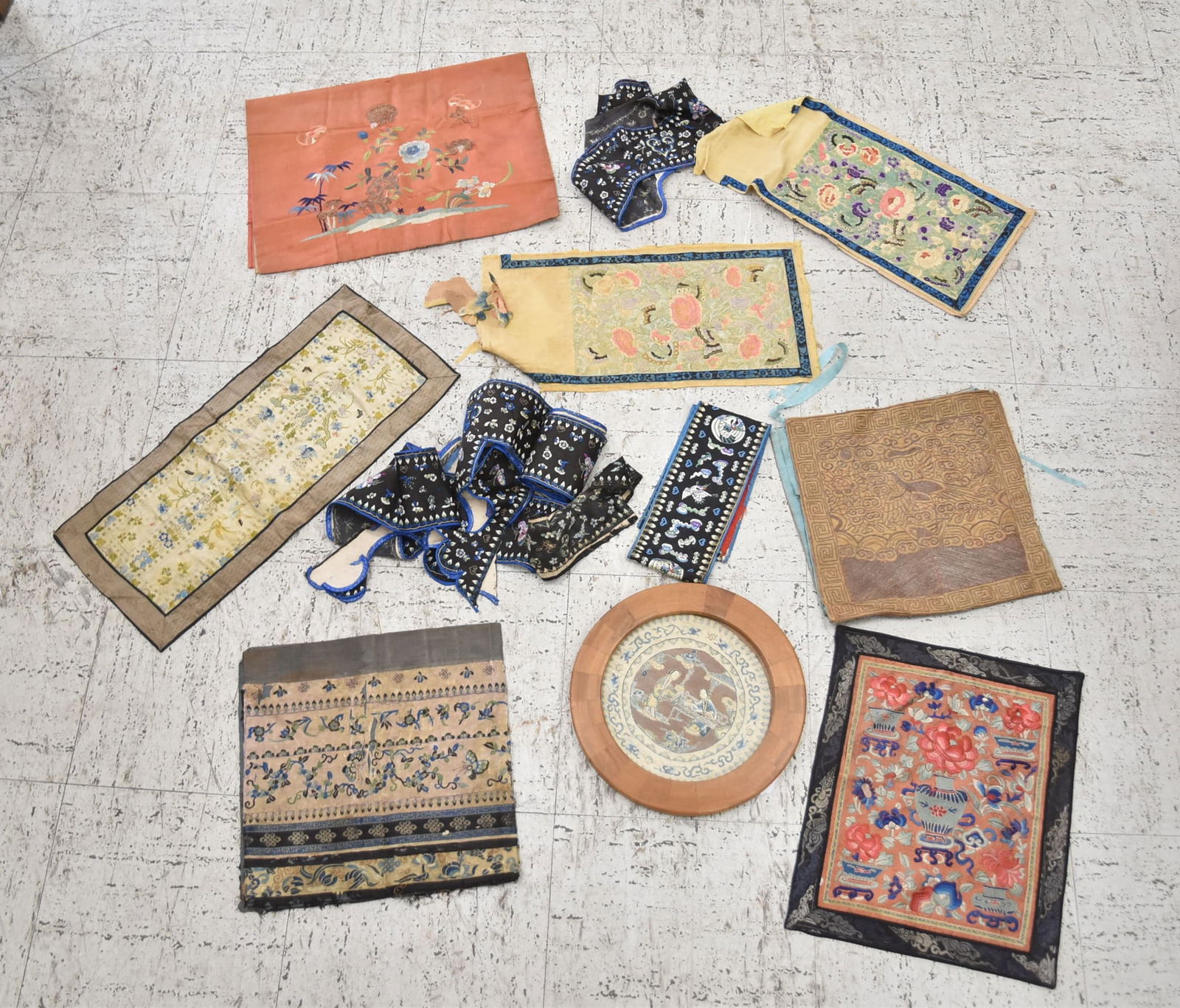 CHINESE SILK NEEDLEWORK GROUPING (1 of 13)