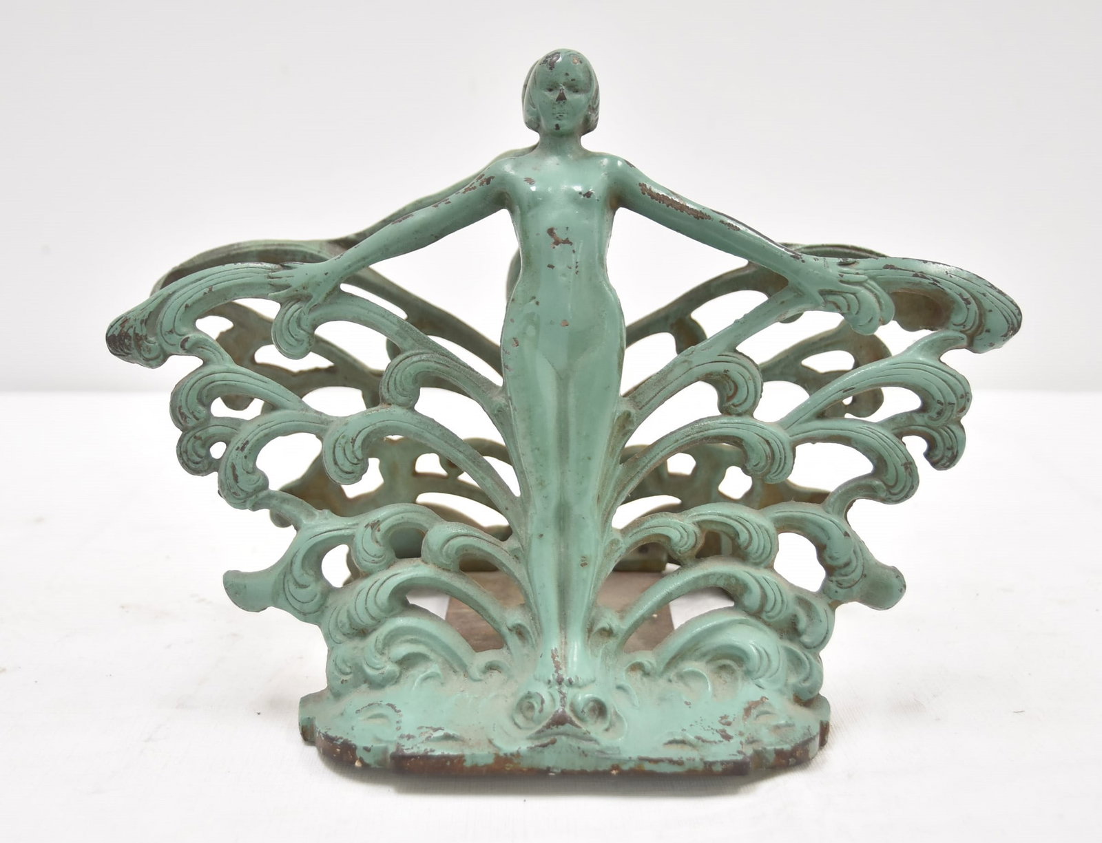ART DECO VERDIGRIS IRON FISH BOWL FRAME (1 of 12)
