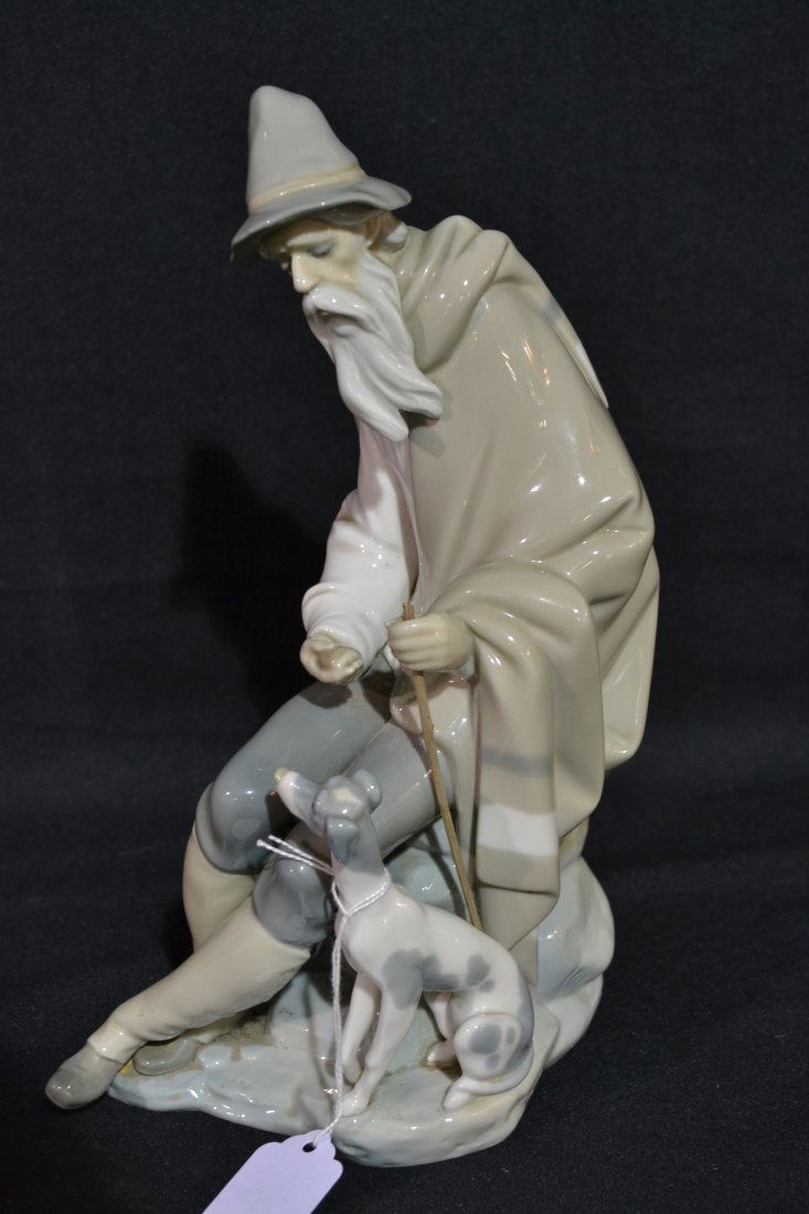 LLADRO MAN WITH DOG - 10 1/2" TALL: LLADRO MAN WITH DOG - 10 1/2" TALL