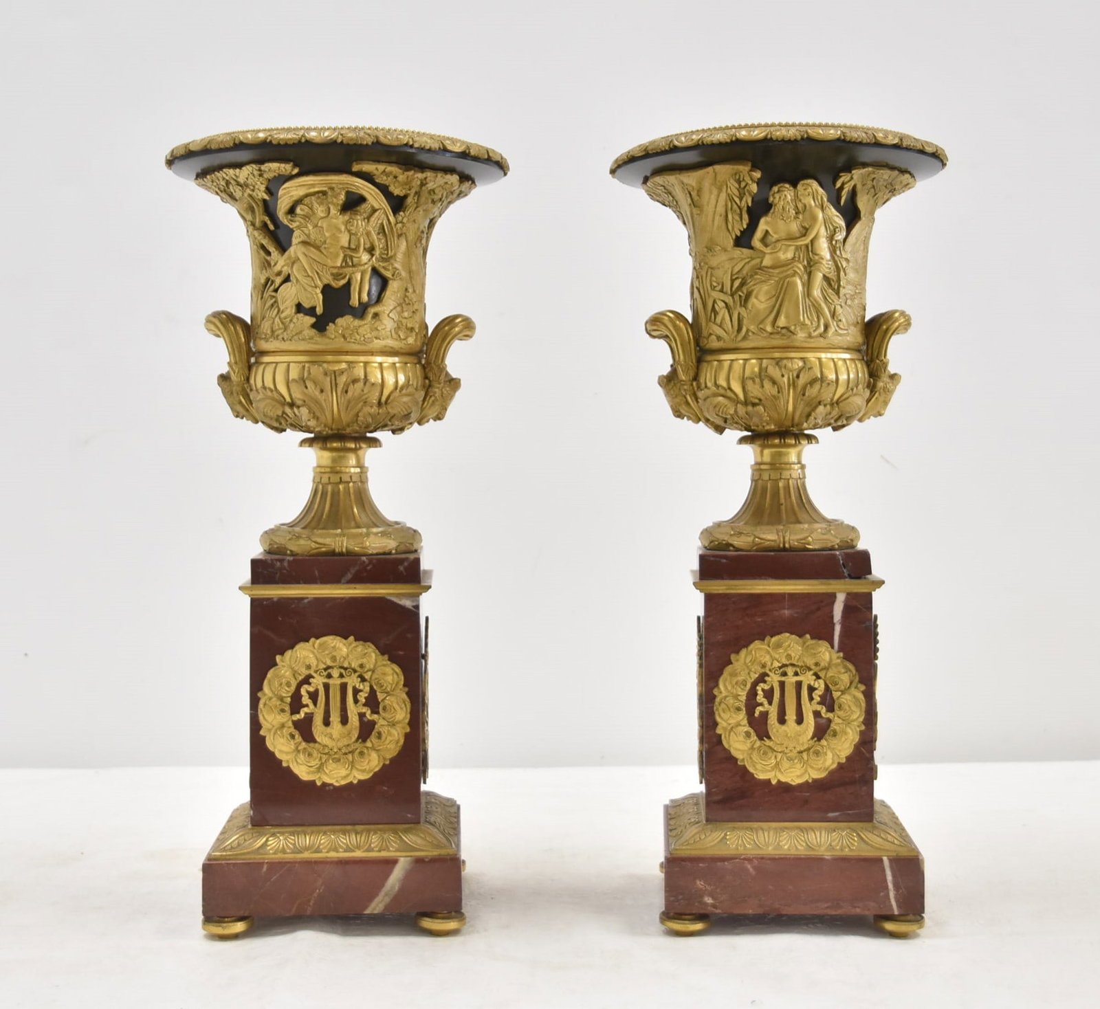 (Pr) FRENCH EMPIRE BRONZE & ROUGE MARBLE URNS (1 of 20)