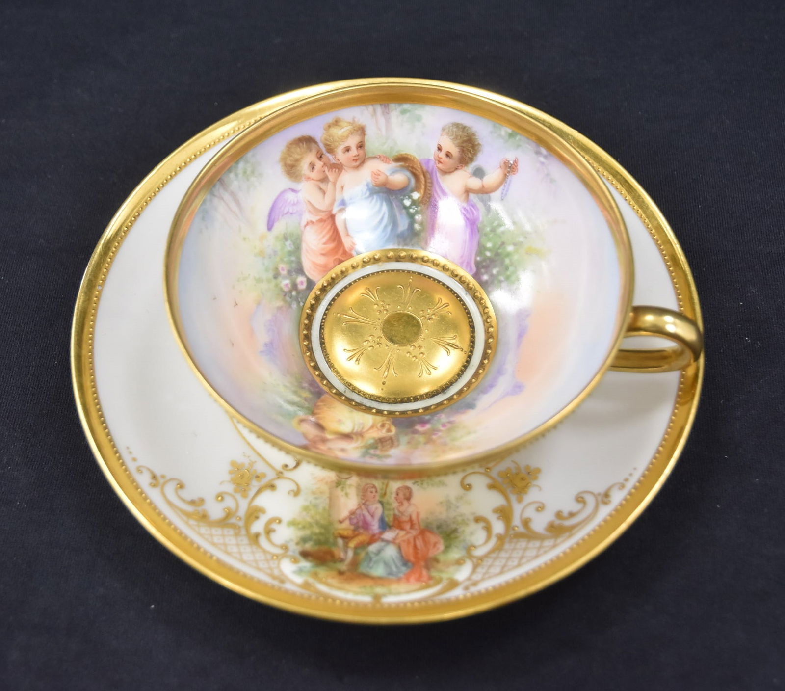 HAND PAINTED DRESDEN PORCELAIN CUP & SAUCER (1 of 10)