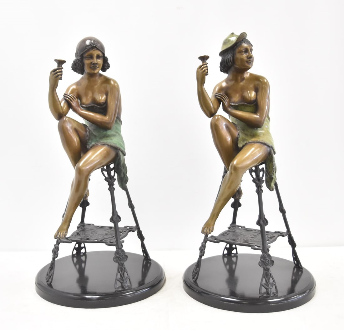 (Pr) LARGE FRENCH BRONZE SEATED WOMEN (1 of 13)