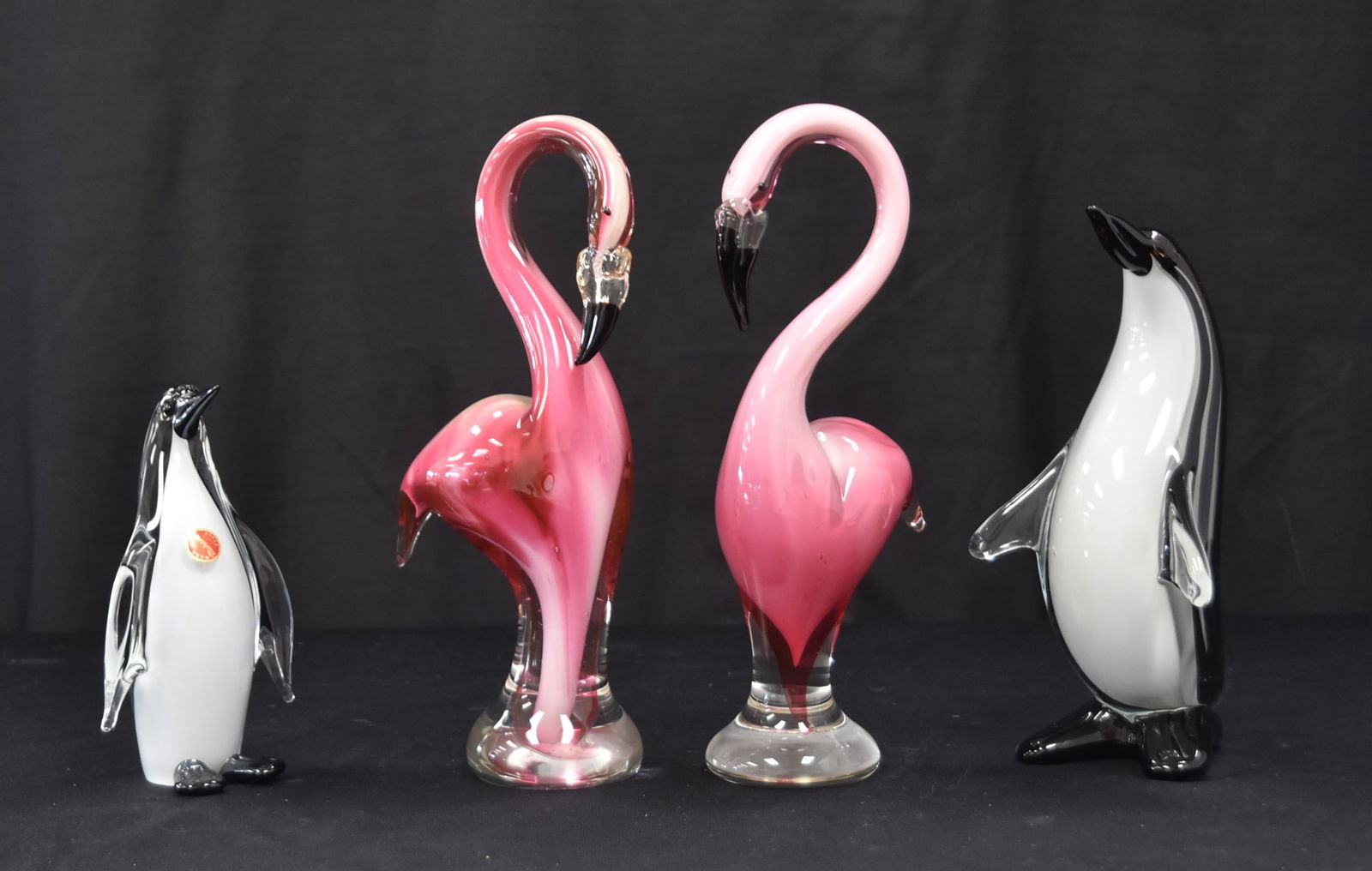 (4) MURANO ART GLASS FLAMINGO & PENGUINS (1 of 15)