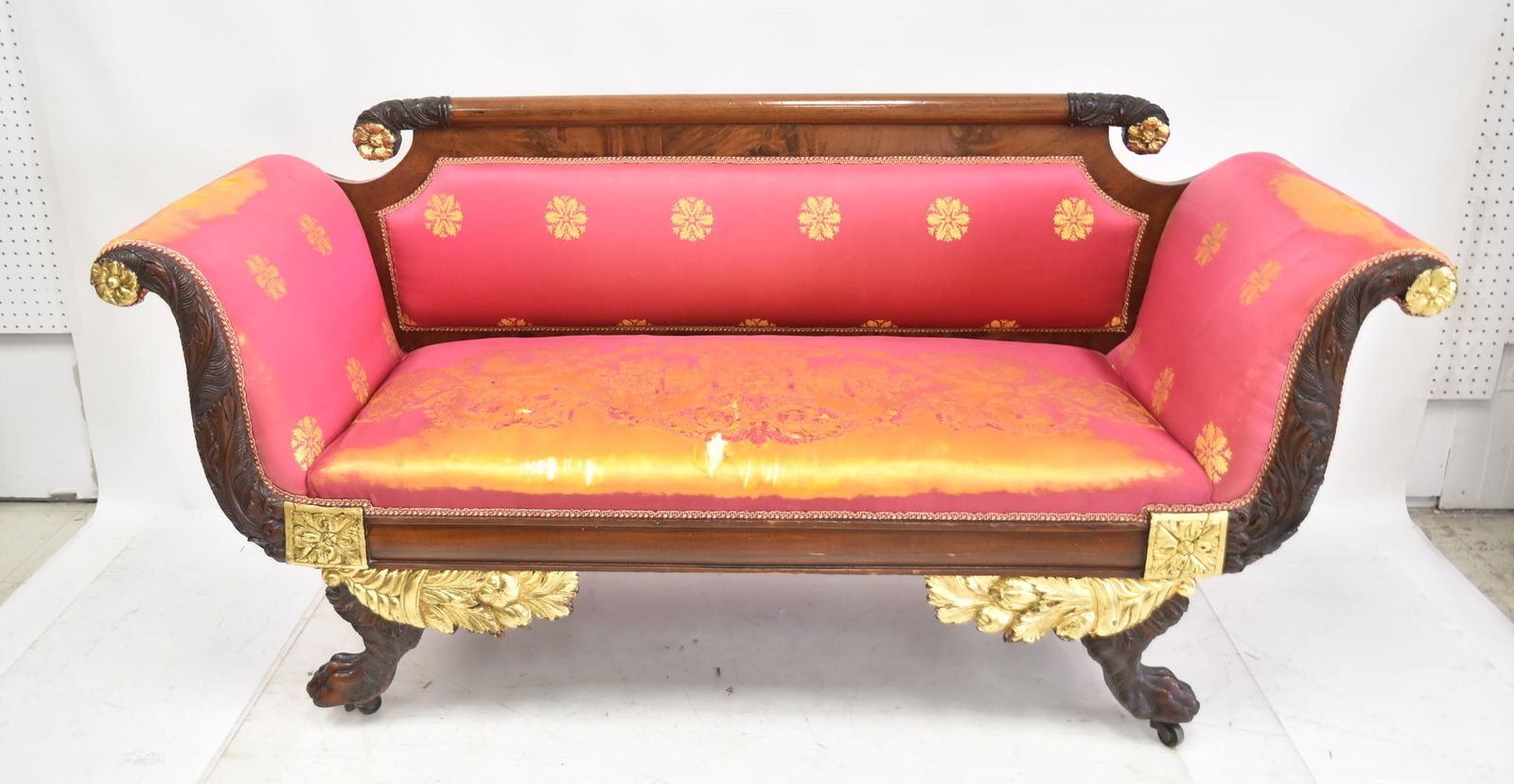 CARVED EMPIRE CLAW FOOT SETTEE (1 of 15)