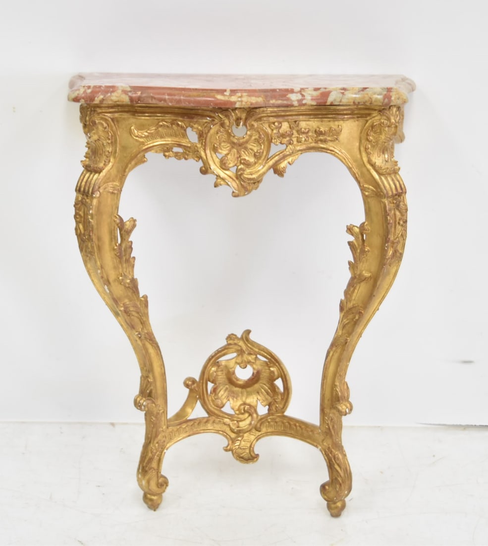 ANTIQUE FRENCH GILTWOOD MARBLE TOP CONSOLE (1 of 13)