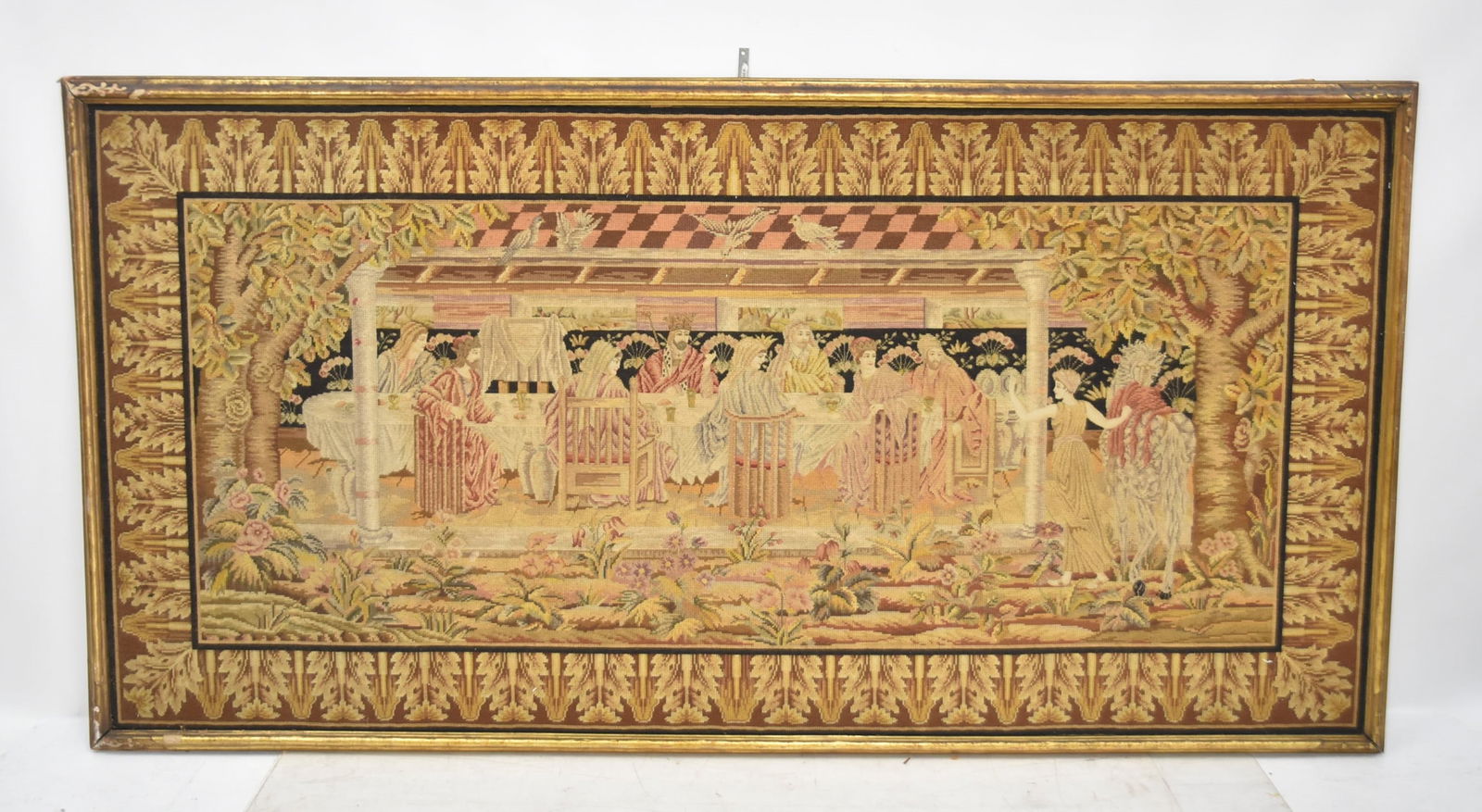 LARGE 19thC-20thC NEEDLEPOINT LAST SUPPER (1 of 15)