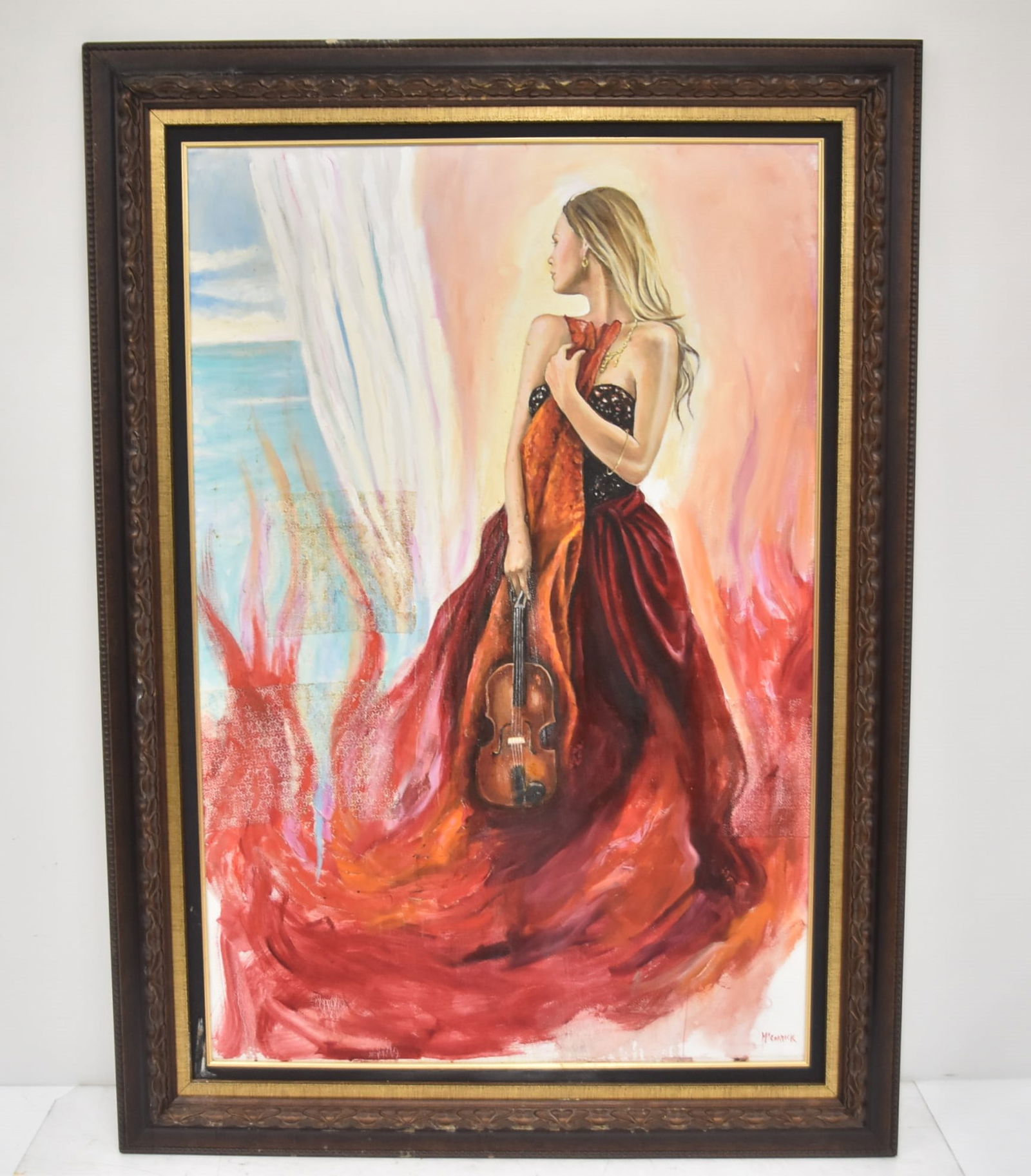 HARRY MCCORMICK , OIL ON CANVAS LADY IN RED (1 of 13)