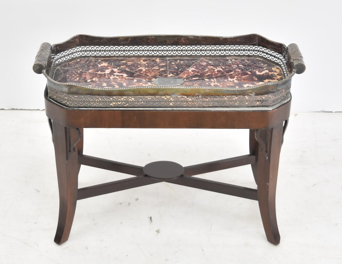 SILVER PLATE SERVING TRAY TABLE (1 of 13)