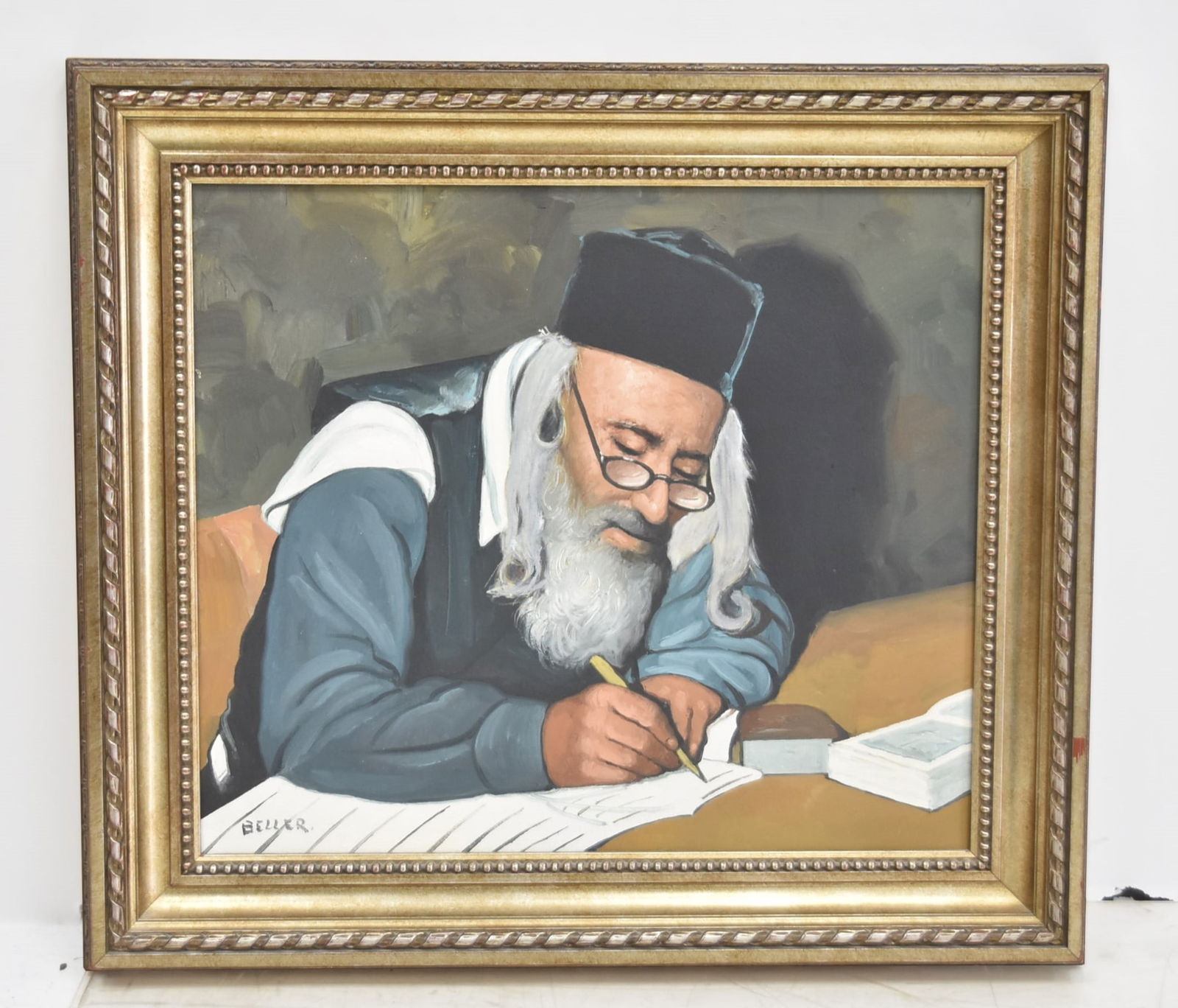 IGNACIO BELLER , OIL ON CANVAS RABBI WRITING (1 of 7)