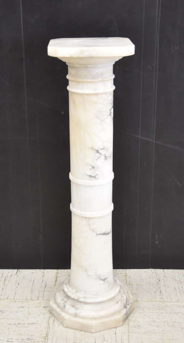 ANTIQUE ALABASTER COLUMN PEDESTAL (1 of 8)